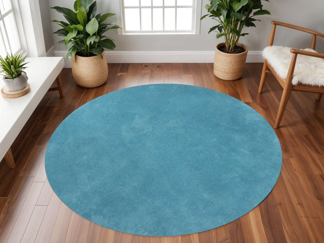 5' X 7' Blue Shag Hand Woven Area Rug