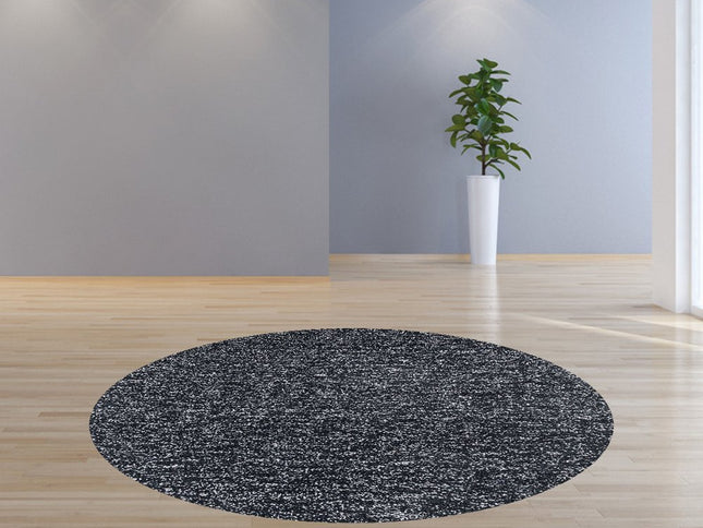 9' X 13' Black And White Shag Hand Woven Area Rug