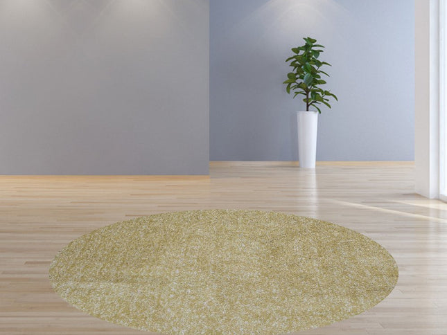 8' Yellow Hand Woven Round Rug