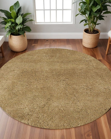8' X 11' Gold Shag Hand Woven Area Rug