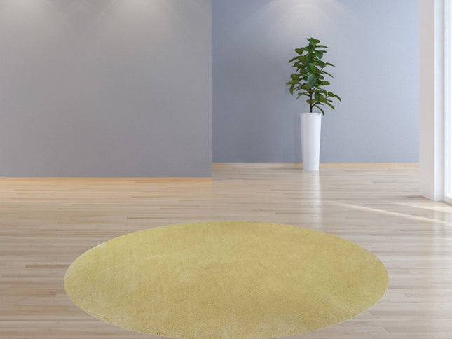 8' Canary Yellow Hand Woven Round Rug