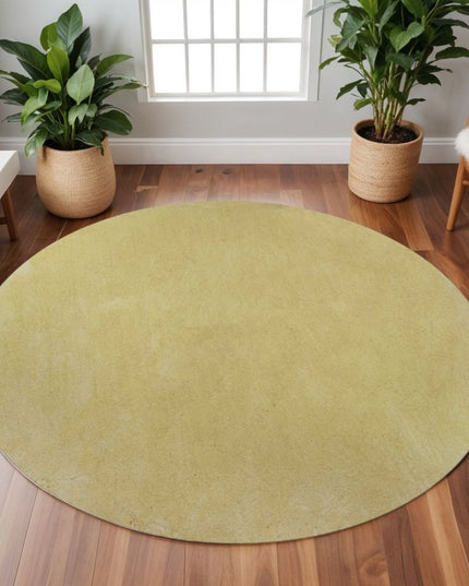 8' Canary Yellow Hand Woven Round Rug
