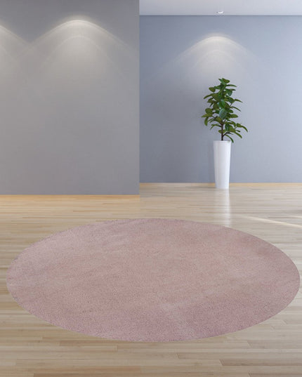 8' Pink Hand Woven Round Rug
