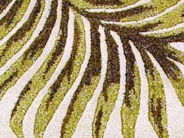 5' X 8' Natural Green And Brown Wool Botanical Leaves Hand Tufted Area Rug