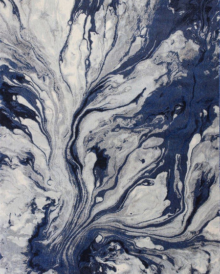 7' X 10' Blue Gray And Ivory Abstract Area Rug