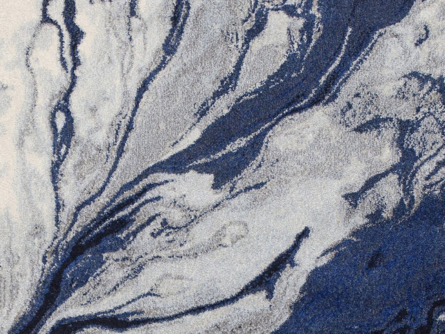 7' X 10' Blue Gray And Ivory Abstract Area Rug