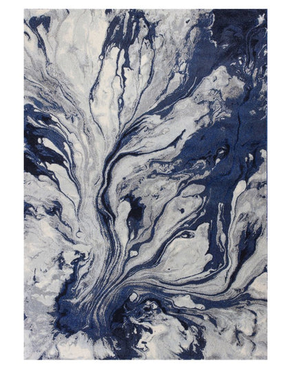 7' X 10' Blue Gray And Ivory Abstract Area Rug