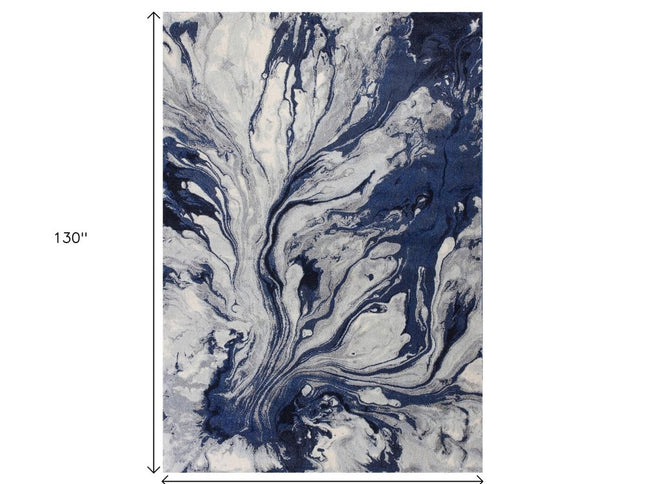 7' X 10' Blue Gray And Ivory Abstract Area Rug