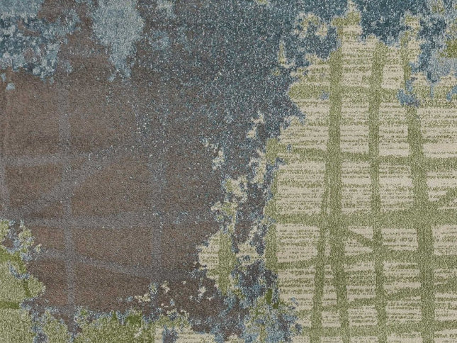 8' X 11' Green Blue Machine Woven Abstract Indoor Area Rug