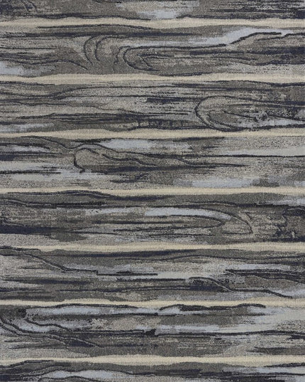 5' X 8' Gray Blue And Black Abstract Area Rug