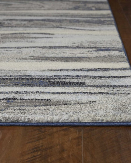 5' X 8' Gray Blue And Black Abstract Area Rug