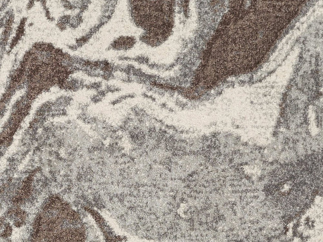 5' X 8' Brown And Ivory Abstract Area Rug