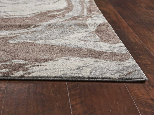 5' X 8' Brown And Ivory Abstract Area Rug
