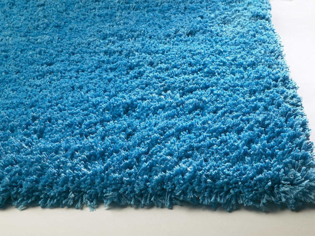 5' X 7' Blue Shag Hand Woven Area Rug