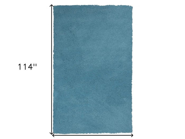 5' X 7' Blue Shag Hand Woven Area Rug