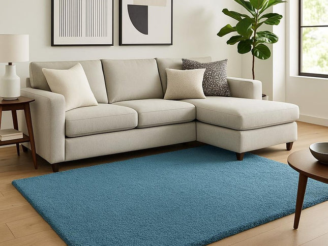 5' X 7' Blue Shag Hand Woven Area Rug