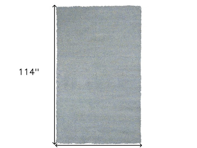 8' X 11' Blue Shag Hand Woven Area Rug