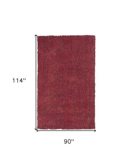 9' X 13' Red Shag Hand Woven Area Rug