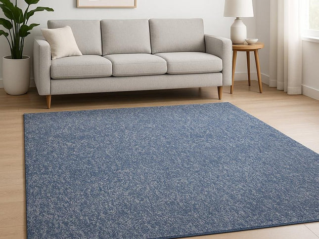 6' Indigo And Ivory Abstract Hand Woven Round Rug