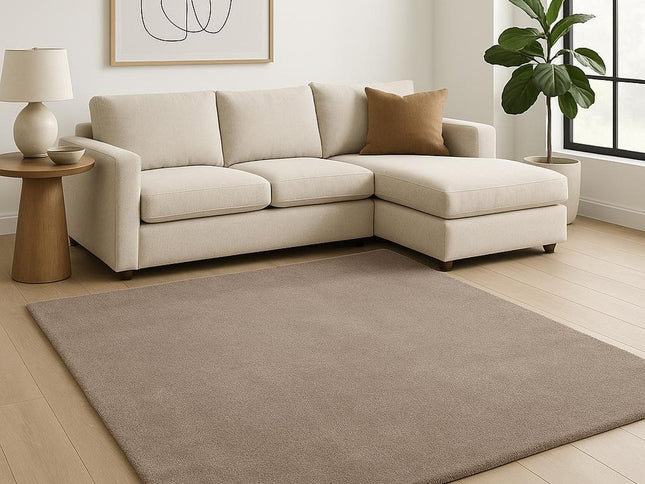 5' X 7' Beige Shag Hand Woven Area Rug