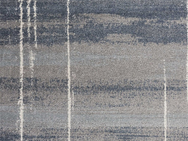 7' X 10' Blue And Gray Abstract Area Rug