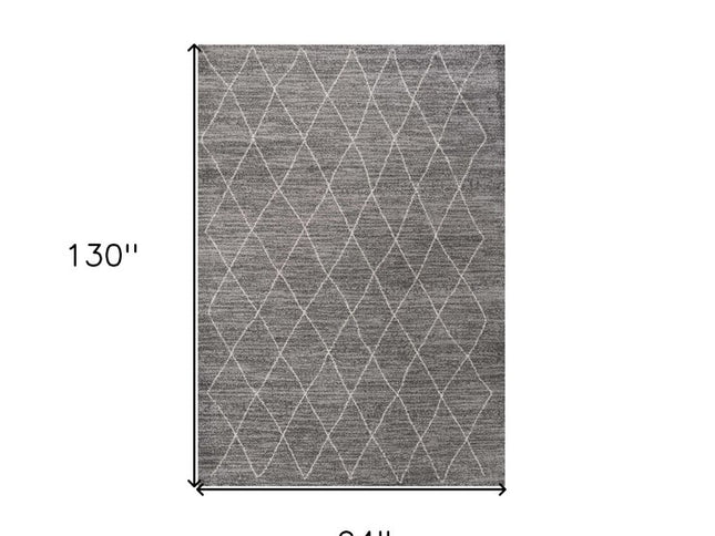 8' X 11' Gray And Ivory Geometric Area Rug