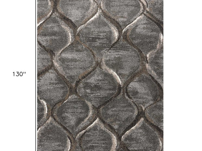 5' X 8' Charcoal And Light Gray Ogee Area Rug