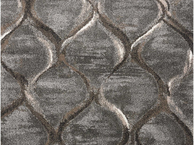 5' X 8' Charcoal And Light Gray Ogee Area Rug