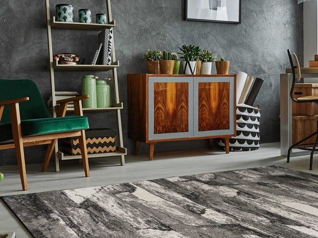 8' X 11' Gray Abstract Area Rug