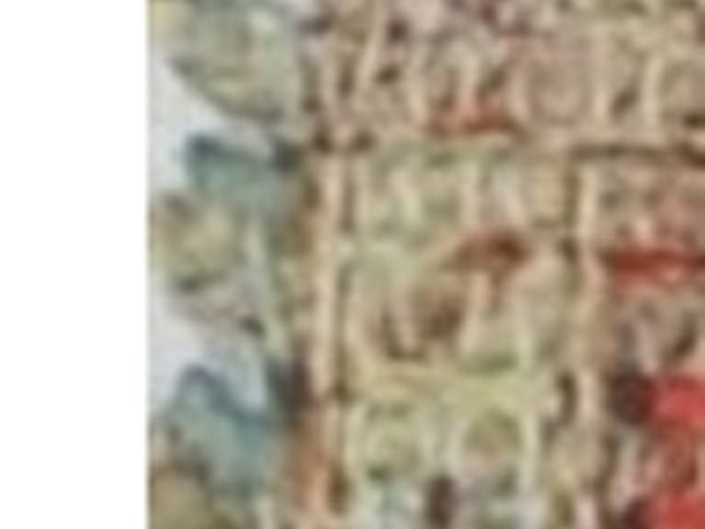 5' X 7' Blue Red And Beige Floral Medallion Hand Woven Distressed Area Rug