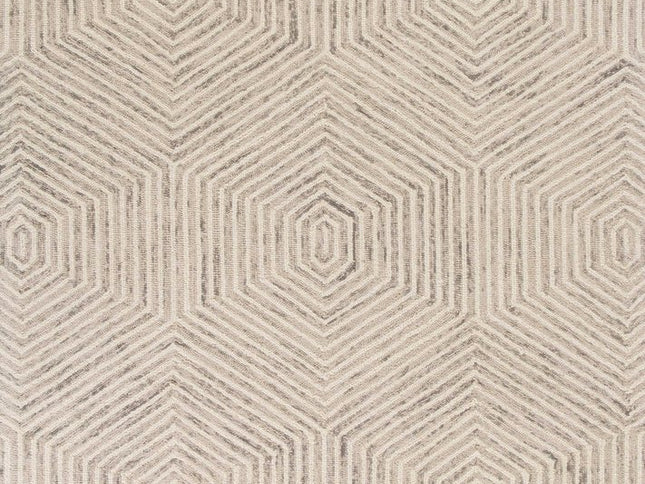 5' X 7' Sand And Beige Wool Geometric Hand Tufted Area Rug