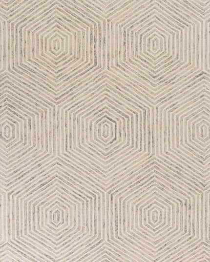 5' X 7' Sand And Beige Wool Geometric Hand Tufted Area Rug