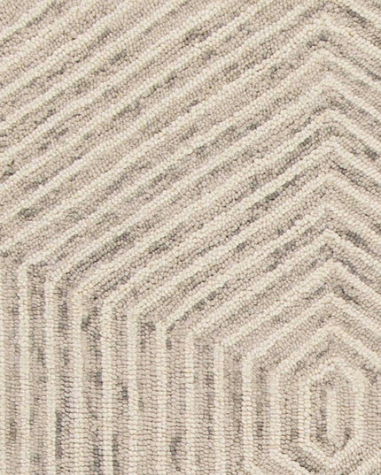 5' X 7' Sand And Beige Wool Geometric Hand Tufted Area Rug