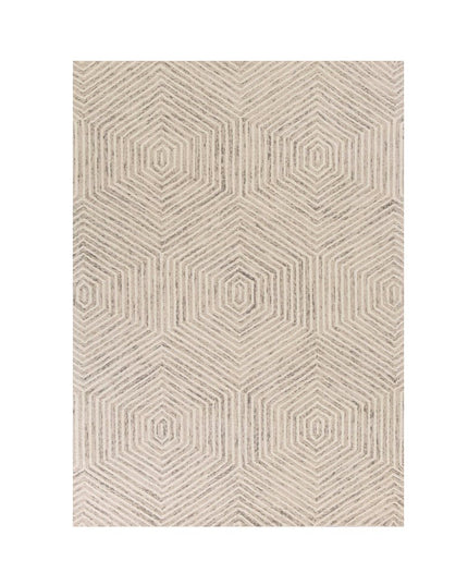 5' X 7' Sand And Beige Wool Geometric Hand Tufted Area Rug