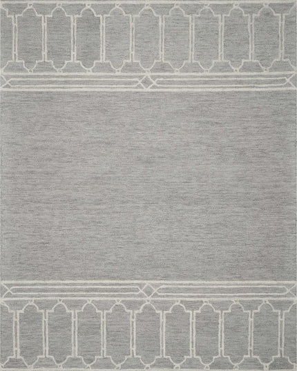 8' X 10' Gray And Ivory Wool Geometric Hand Tufted Area Rug