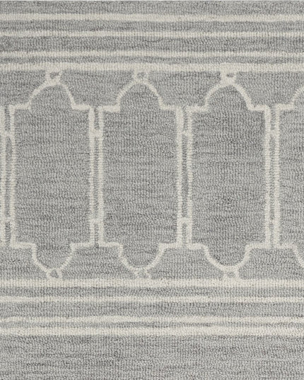 8' X 10' Gray And Ivory Wool Geometric Hand Tufted Area Rug