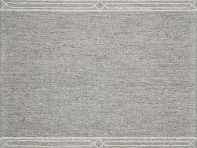 8' X 10' Gray And Ivory Wool Geometric Hand Tufted Area Rug