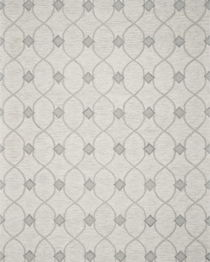 8' X 10' Ivory And Gray Wool Ogee Hand Tufted Area Rug