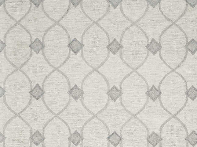 8' X 10' Ivory And Gray Wool Ogee Hand Tufted Area Rug