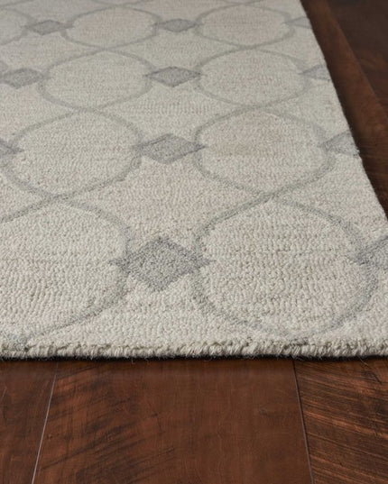 8' X 10' Ivory And Gray Wool Ogee Hand Tufted Area Rug
