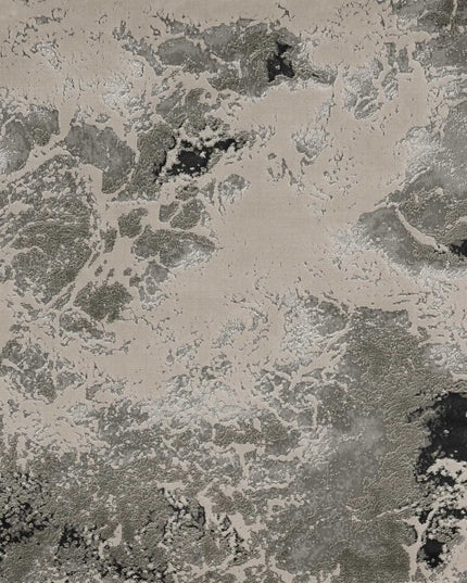 5' X 8' Silver And Black Abstract Area Rug