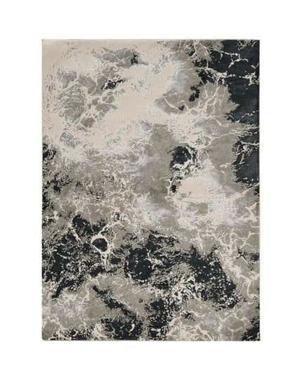 5' X 8' Silver And Black Abstract Area Rug