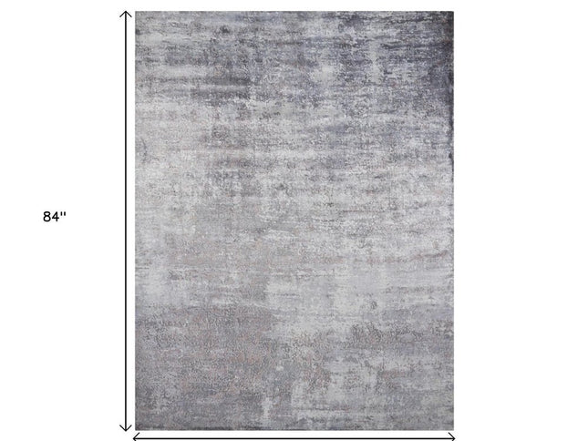 9' X 13' Slate Gray And Dark Gray Abstract Hand Loomed Area Rug
