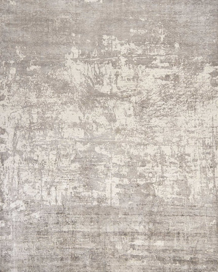 8' X 11' Beige And Ivory Abstract Hand Loomed Area Rug