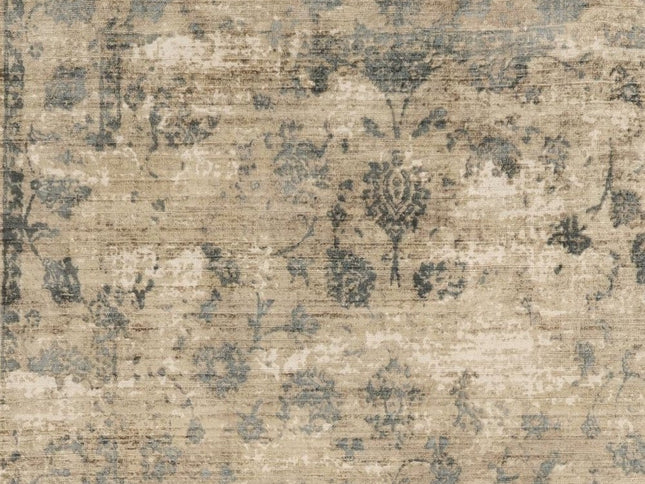 3' X 5' Beige And Blue Floral Medallion Hand Loomed Area Rug