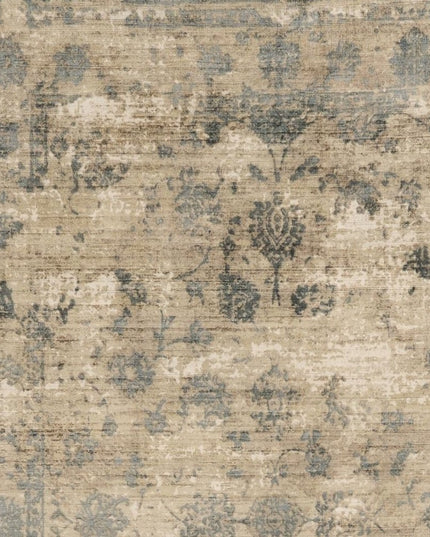 3' X 5' Beige And Blue Floral Medallion Hand Loomed Area Rug