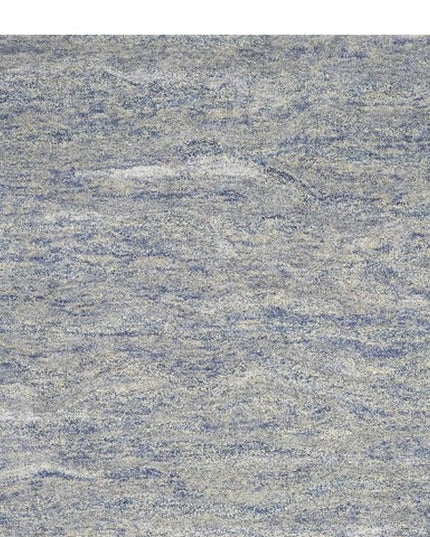 9' X 12' Blue And Beige Wool Abstract Hand Tufted Area Rug