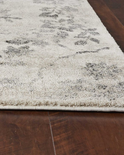 9' X 13' Gray And Tan Floral Distressed Area Rug