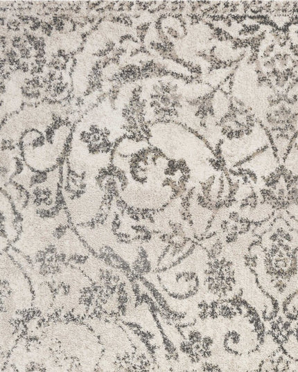8' X 10' Ivory And Brown Floral Medallion Distressed Area Rug