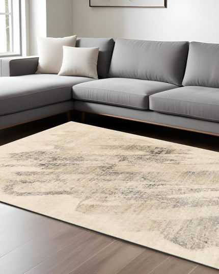 8' X 10' Gray And Ivory Abstract Area Rug